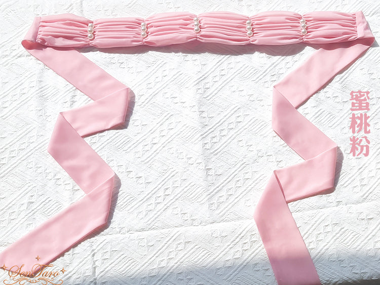 Sentaro - Elegant Lolita Multiple Colors Waist Tie peach pink