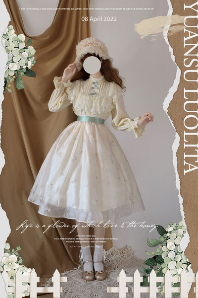 YuanSu~Embroidered Adjustable A-Line Lolita Skirt   