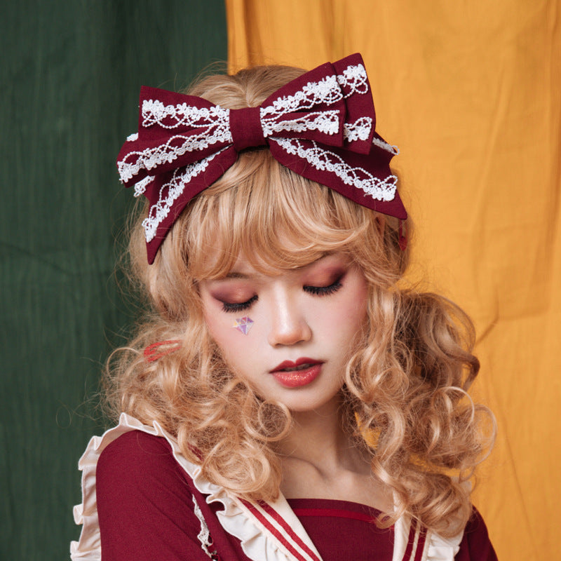 Eieyomi-Sweet Japanese Style Lolita KC Multicolors One Size Miss Betty-wine red(with white detail)