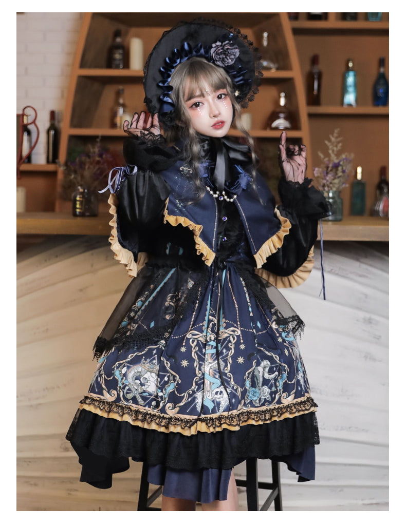 YingLuoFu - God Redemption - Retro Gothic OP, Printed Dress