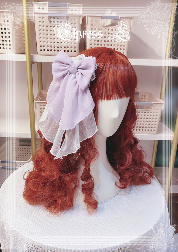 Elpress L~3D Flower Lolita Hairband Cuff Brooch Multicolors purple side cllip (one piece only) 
