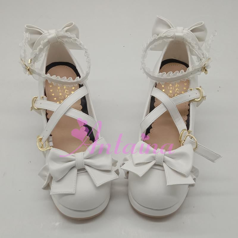 Antaina ~ Simple Sweet Lolita White Lolita Plus Size Heels   