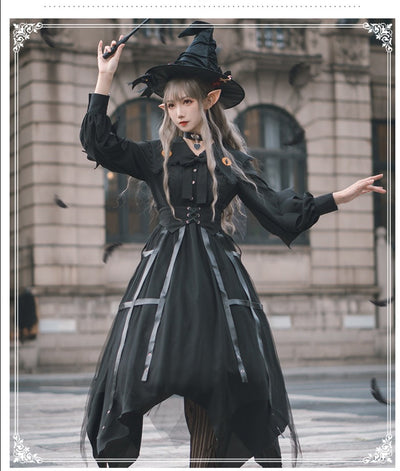 YingLuoFu~Cat Eyes~Gothic Lolita Halloween OP   