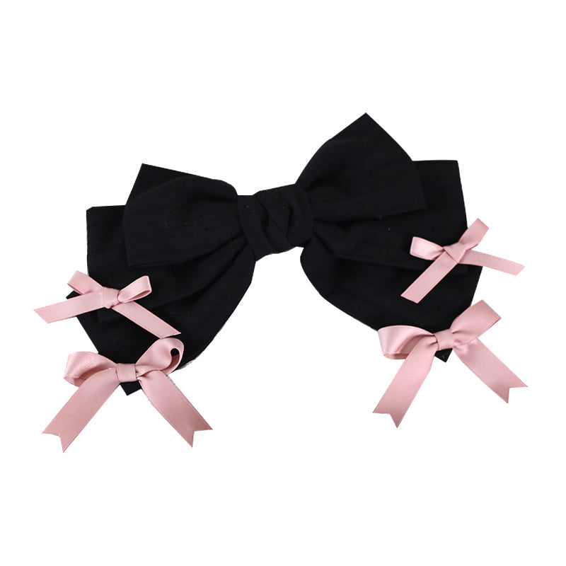 Xiaogui~Four O'clock Flower~Cotton Doll-like Lolita Headdress black and pink spring clip (10cm 2 pieces)  