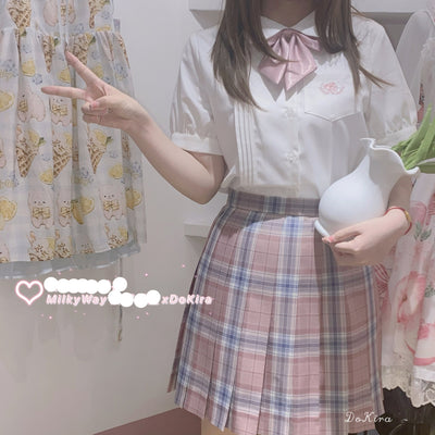 Milky Way~Sakura Embroidery Lolita Short Sleeve Blouse   