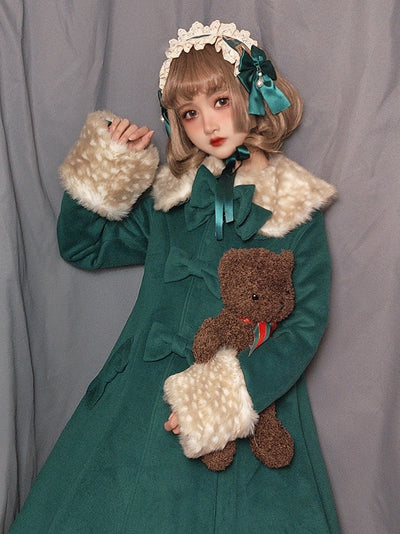 (Buyforme)Unideer~Casual Lolita Winter Wool Down Coat Multicolors S dark green 