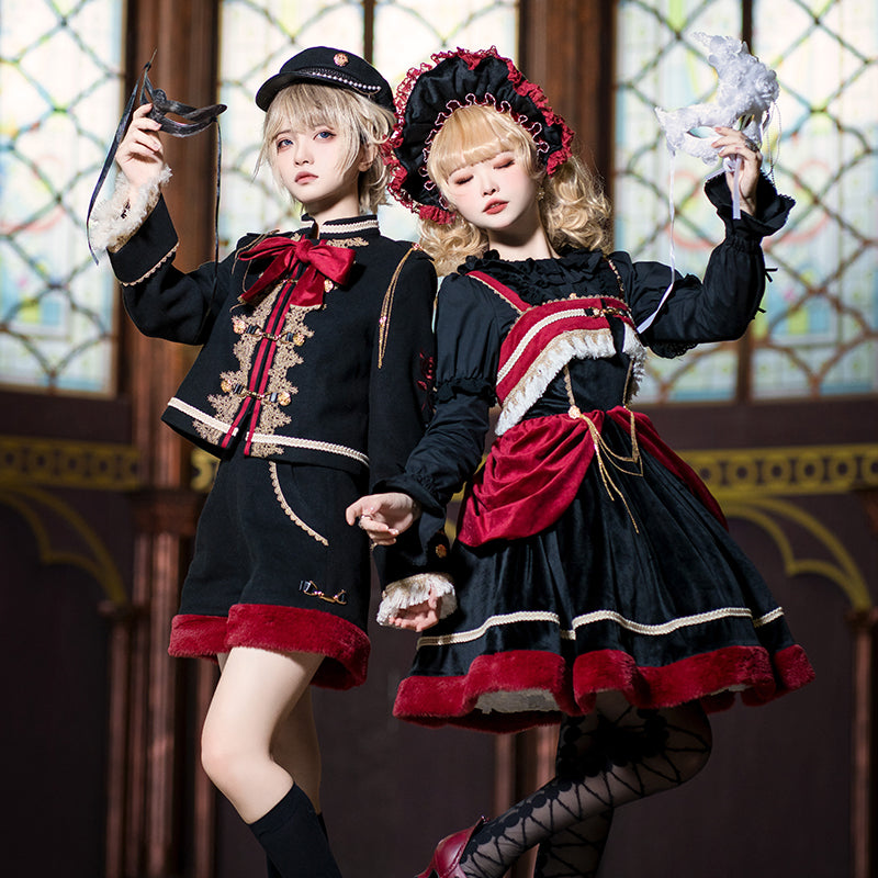 (Buyforme)With Puji~Dark Baroque Ouji Lolita Gemini JSK Shorts Set