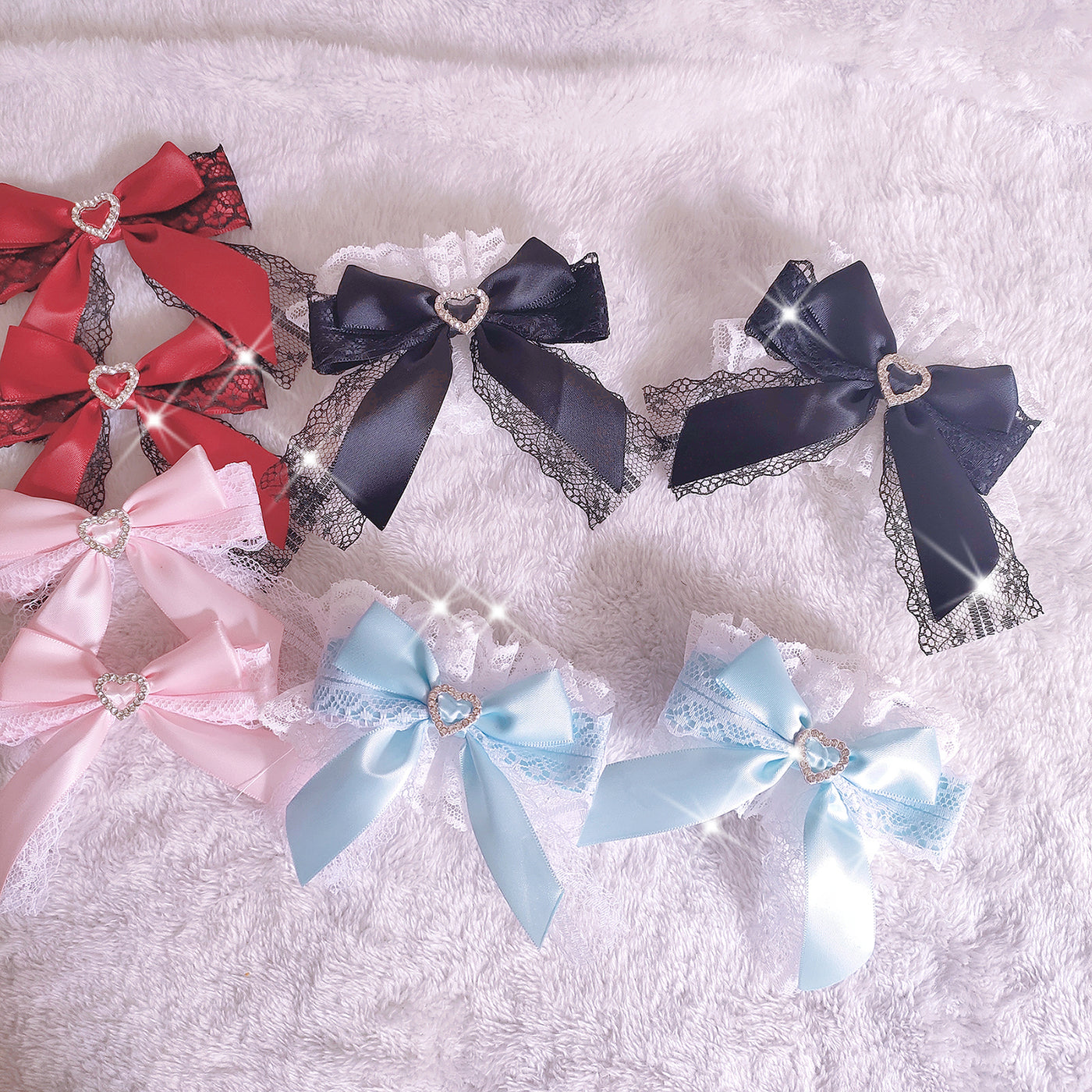 (Buyforme)Rabbit Lolita~Sweet Lolita Lace Heart Bow Hand Cuff black one piece only  