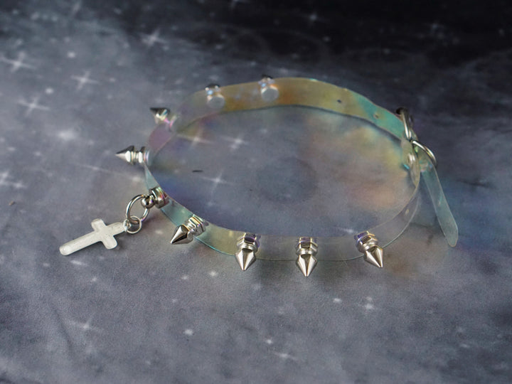 Strange Sugar~Gothic Lolita Cross Leather Choker No.13 laser cross  