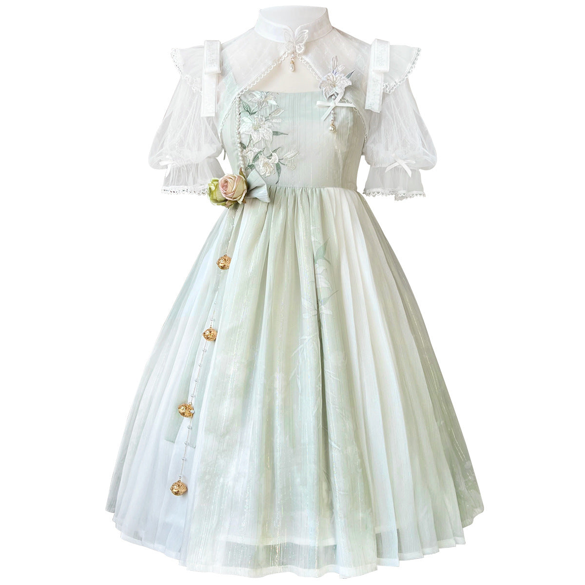 Cornfield Lolita - Wind Singing Lily - Qi Lolita Embroidered Dress Suit bolero and dress S