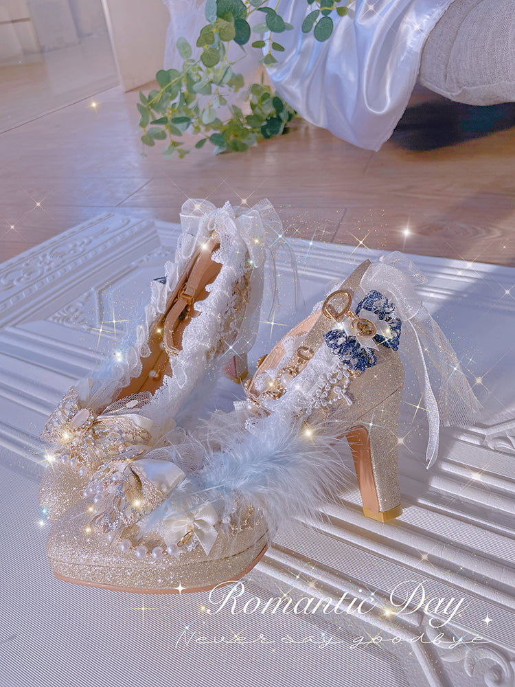Hexagram~Handmade Fairy Round Toe Wedding Lolita Shoes   