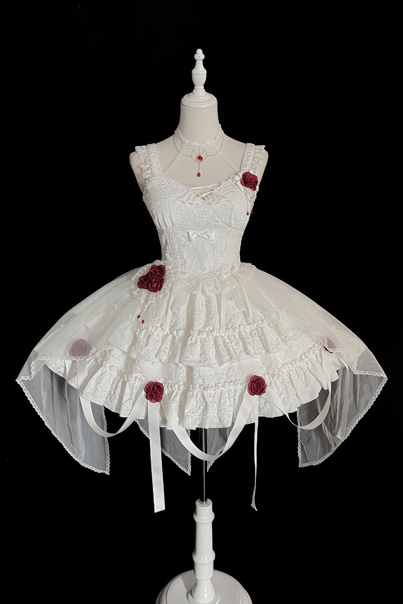 Alice Girl~Gothic Lolita Accessory~Blood Rose Flowing Trailing M white 