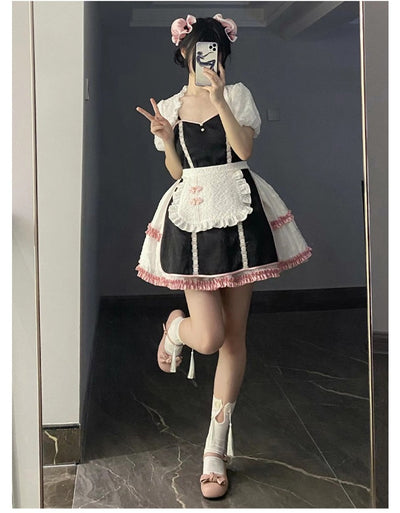With PUJI~Cat Fist~Chinese Qi Lolita Maid Bolero JSK Set   