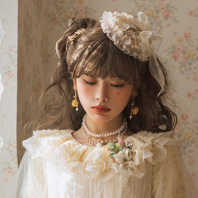Miss Point~Multicolors Lolita Accessory Brooch Hat Pearl Belt   