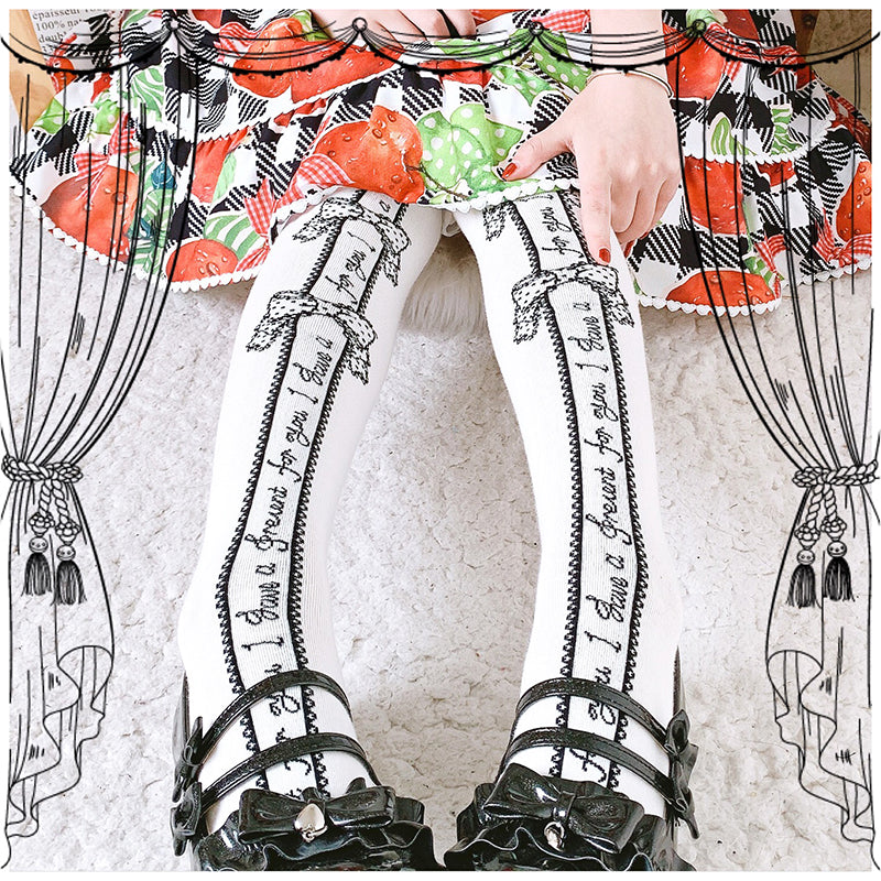Roji roji - Annie's Gift Cotton Lolita Stockings One Size black bow