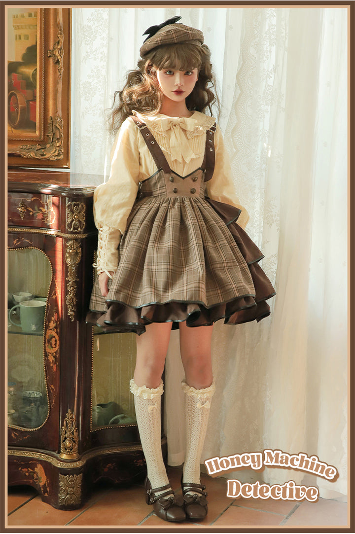 Honey Machine~Little Detective~Gothic Punk Lolita Salopette   