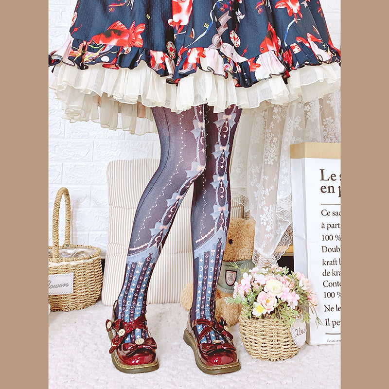 Roji roji - Kawaii 120D Velvet Lolita Tights Multicolors One Size Navy blue