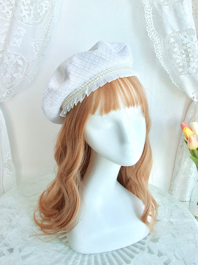 Alice Girl~Lady's Holiday~Elegant Lolita Beret Chanel's Style Hat free size blue 
