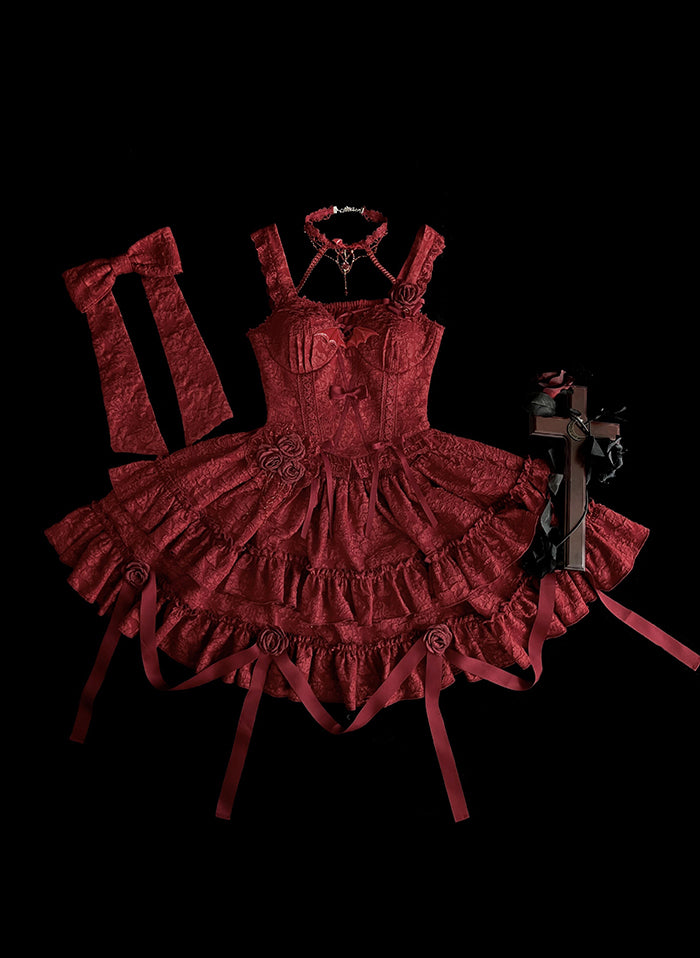 Alice Girl~Gothic Lolita SK Set~Blood Rose Skirt and Corset   