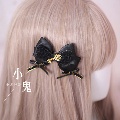 Xiaogui~Gothic Accessories Lolita Bow KC Hairclip No.8 key wing fish mouth clip  