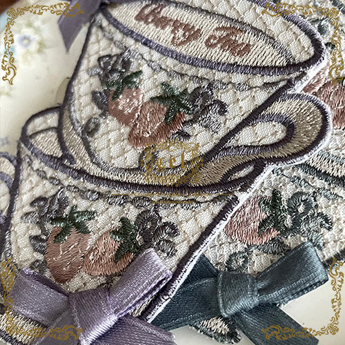 (Buy for me) CEL Lolita~Porcelain Teaparty~Embroidery Lolita Headress, Brooch and Bag Accessory   