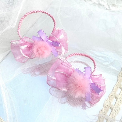 (Buy for me)Bow Terminator~Sweet Lolita Headwear Handmade Hairpin 7cm pinkish purple wool hair ring  