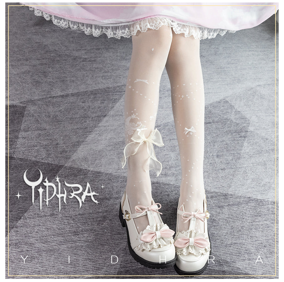 Yidhra~Stars On The Sky Lolita Summer Tights free size white spark - gorgeous - anti-hook 