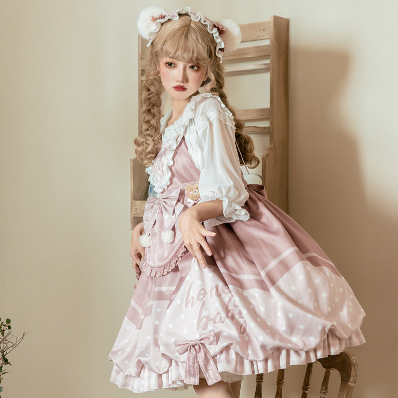 Eieyomi~Bear Bakery~Kawaii Lolita Flower Bud Dress   