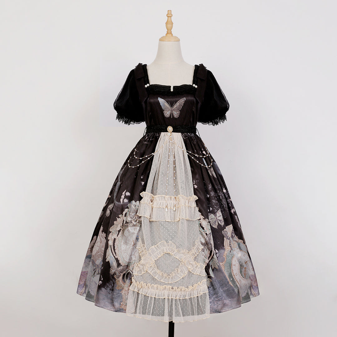 Your Princess~Clock Butterfly Sweet Lolita OP Dress S black 