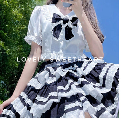With PUJI~Summer Fresh Multicolors Tiered Lolita Skirt   