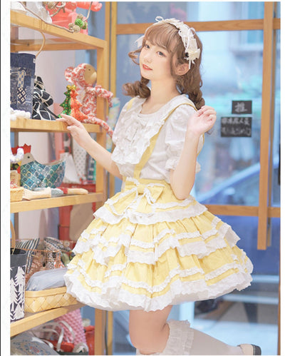 With PUJI~Summer Fresh Multicolors Tiered Lolita Skirt   