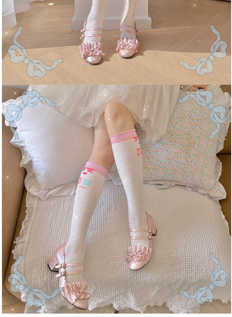Roji roji~Bear Bunny Cotton Lolita Calf Socks   