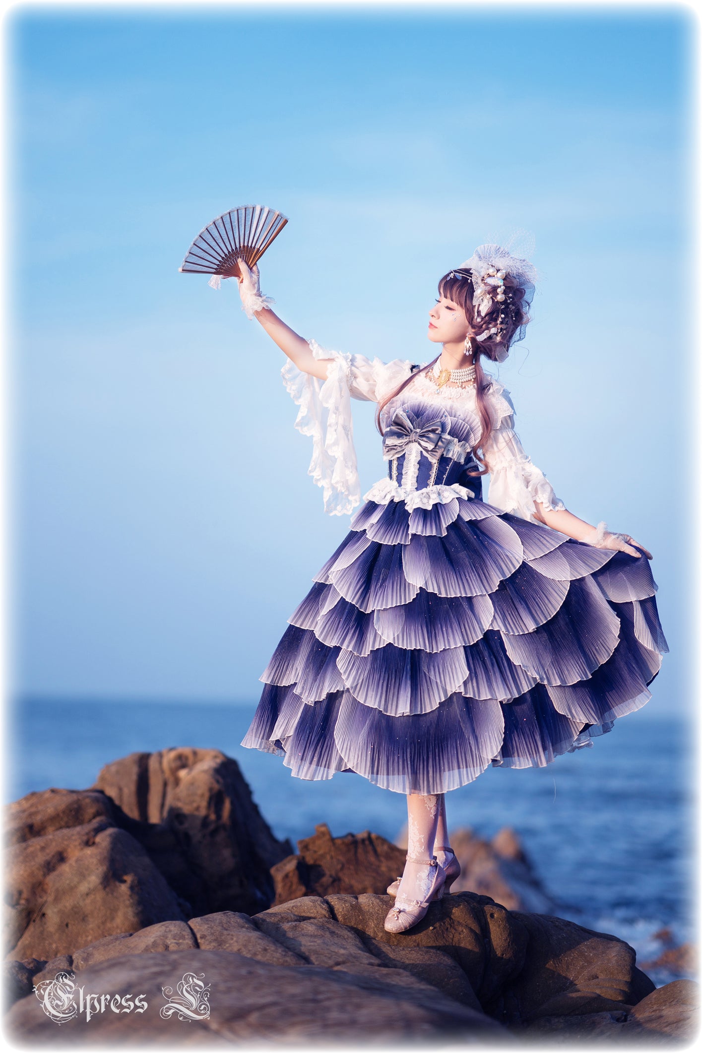 Elpress L - Fish Scale - Elegant Lolita JSK size 1 dark purple Preorder