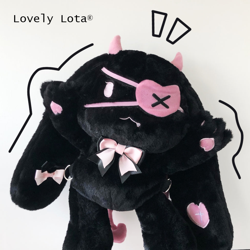 LovelyLota - KOKO Devil Rabbit - Kawaii Furry Rabbit Lolita Bag black pink