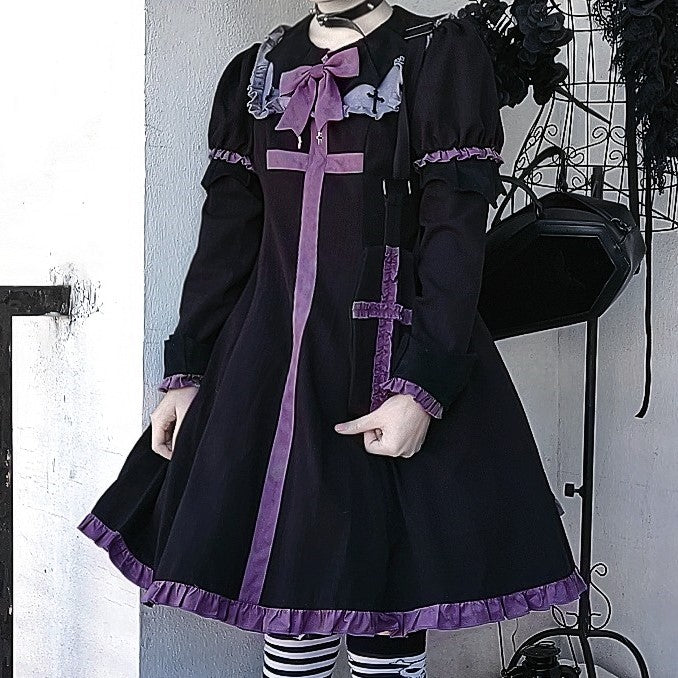 Time Solid~Halloween Winter Vampire Gothic Lolita OP S vampire OP 
