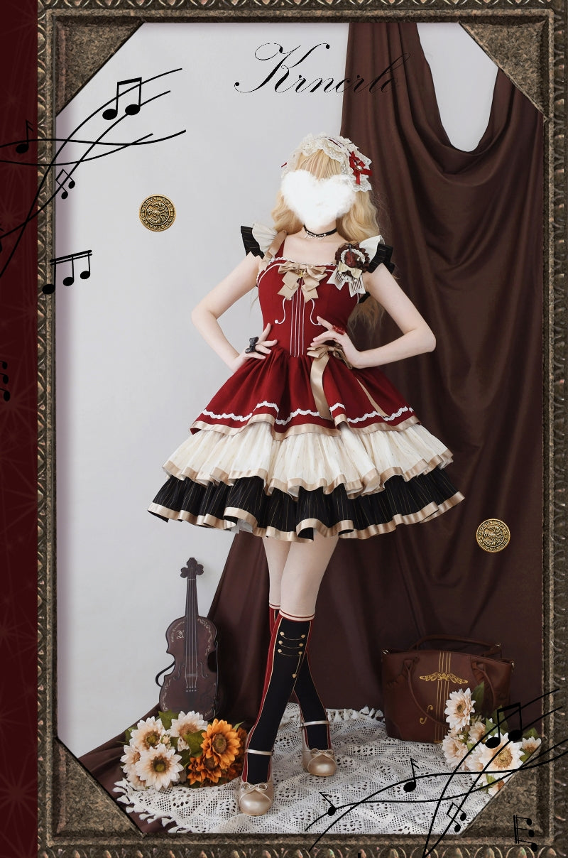 Krncrlo - Cello Vintage Elegant 3 Tiered Lolita Jumper Dress