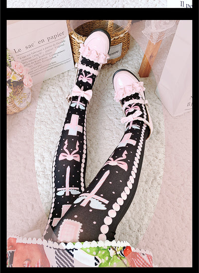 Roji roji~Sweet Bow Lolita Thigh stockings   