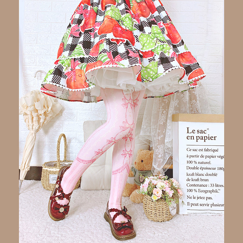 Roji roji - Kawaii 120D Velvet Lolita Tights Multicolors One Size Pink
