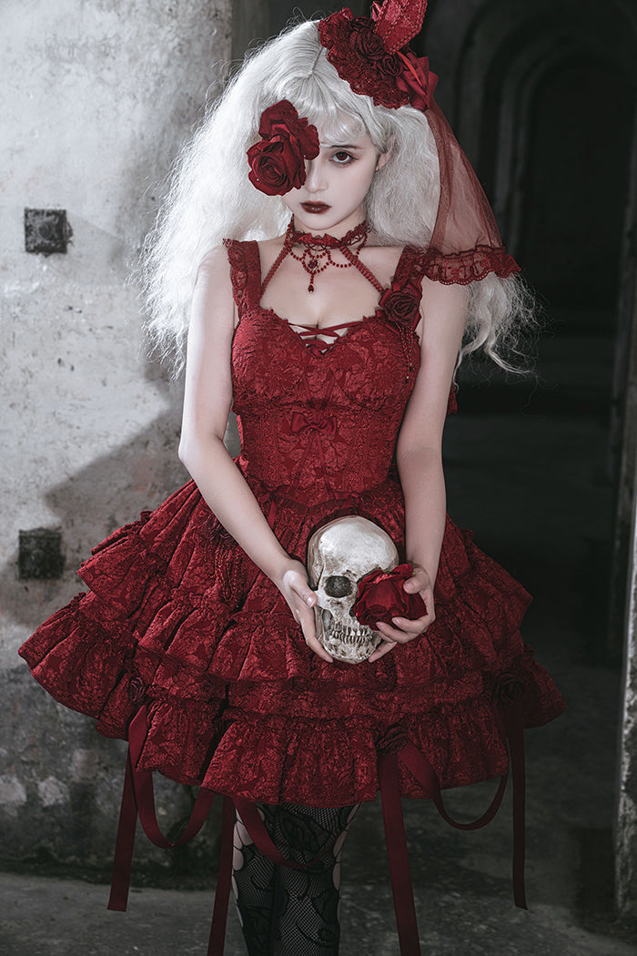 Alice Girl~Gothic Lolita SK Set~Blood Rose Skirt and Corset   