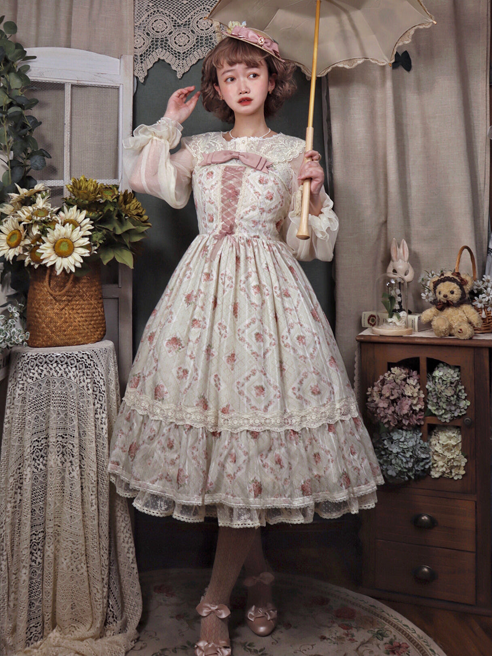 Miss Point~Woody Rose~Elegant Floral Lolita JSK