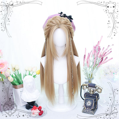 Dalao Home~Whisper~Long Curtain Bangs Shape Face Lolita Wig whisper*milk tea blonde with hair net  