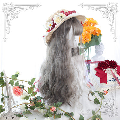 Dalao Home~Miss Serge 65cm Multicolors Curly Wig green wood flax grey free size 