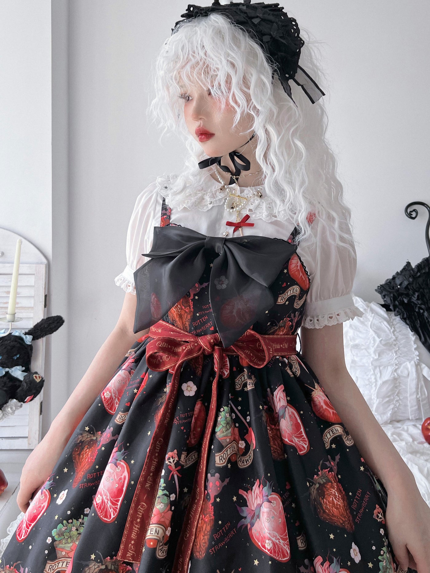 (Buyforme)QinhuashePrinted Rotten Strawberry Lolita JSK Accessories Set   