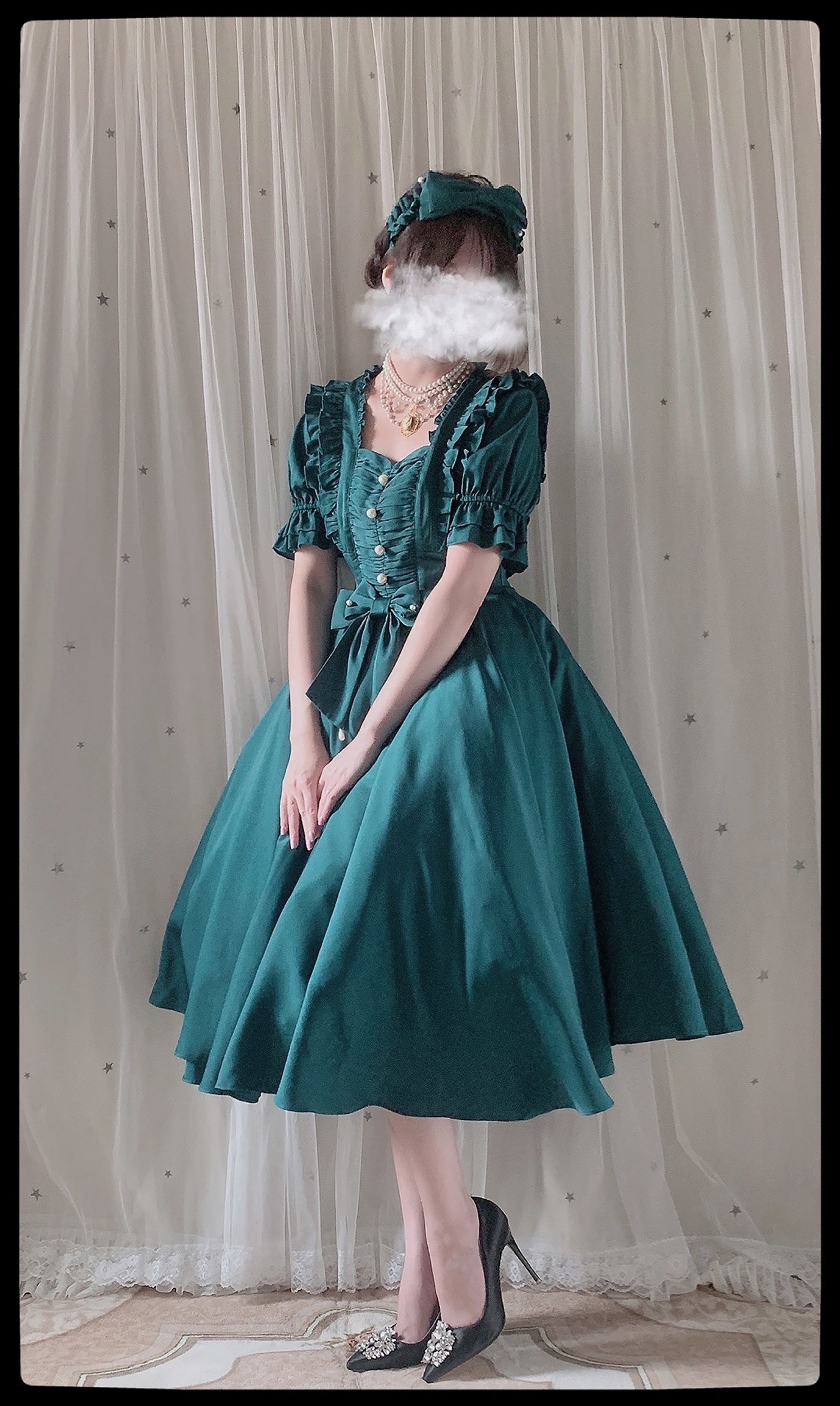 Little Dipper~My Darling~Sweet Lolita KC Hairpin dark green KC  