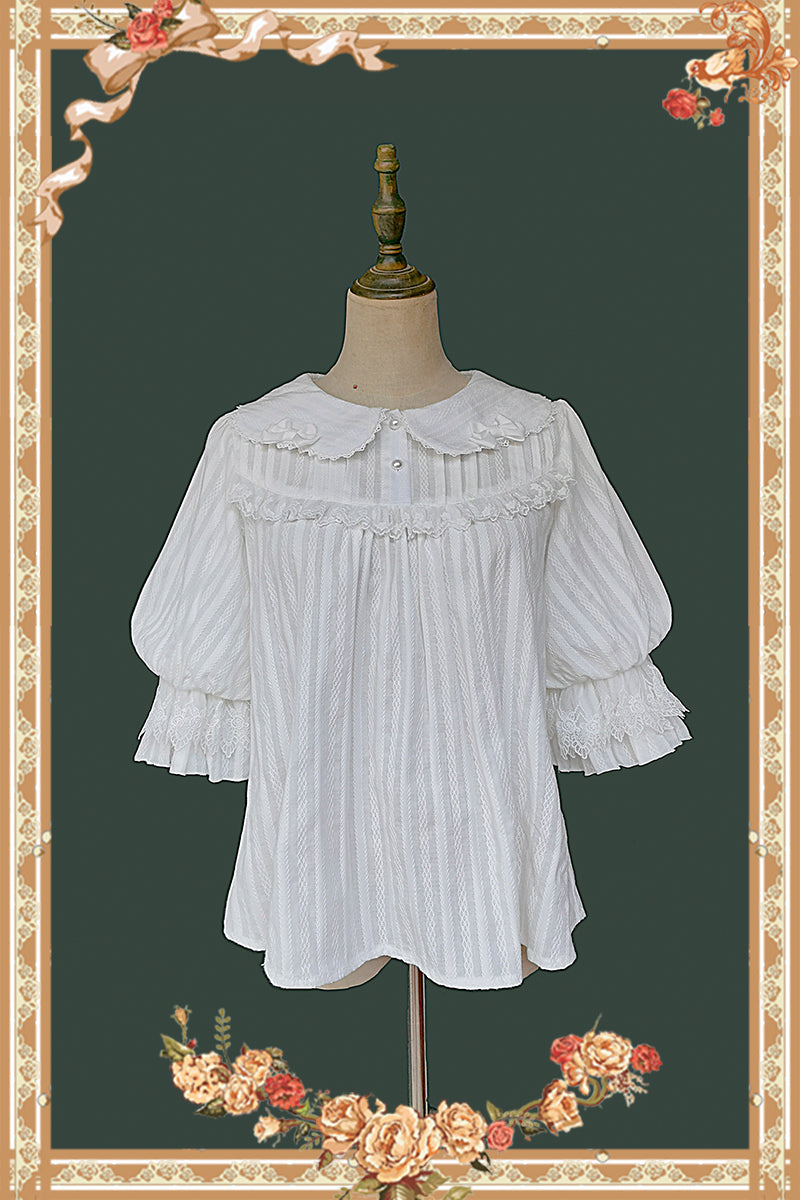 Infanta - Doll Lolita Cotton Short Sleeve Blouse One Size white