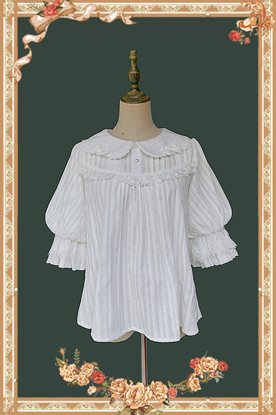 Infanta~Doll Lolita Cotton Short Sleeve Blouse Free size white 
