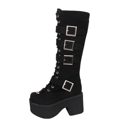 Angelic Imprint~Punk Lolita 8CM Heel Platform Shoes High Boots 33 black 