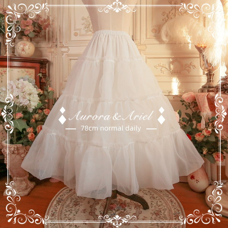 Aurora & Ariel~78cm Daily Organza Soft Yarn Black White Lolita Petticoat   