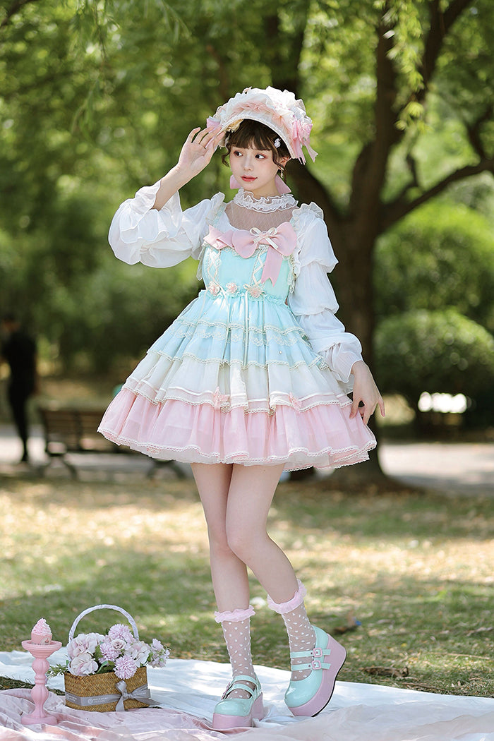 (BuyForMe) Alice Girl~Rainbow Tiered Sweet Lolita JSK Dress   