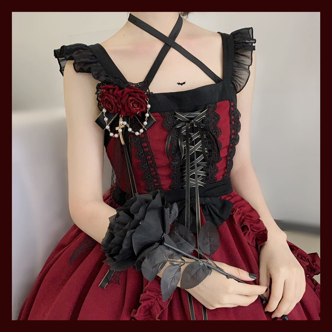 Neverland~The Memoirs of Samuel~Gothic Lolita Dark-theme Red JSK   